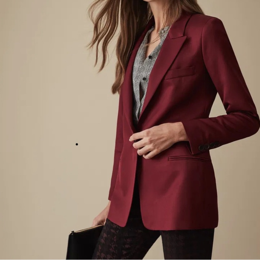 NWT Reiss Freja Boyfriend Fit Blazer Berry Sz 4